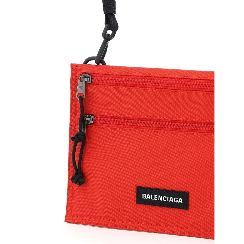 Balenciaga Explorer Pouch Bright Red Nylon Logo 618379 at_Queen_Bee_of_Beverly_Hills