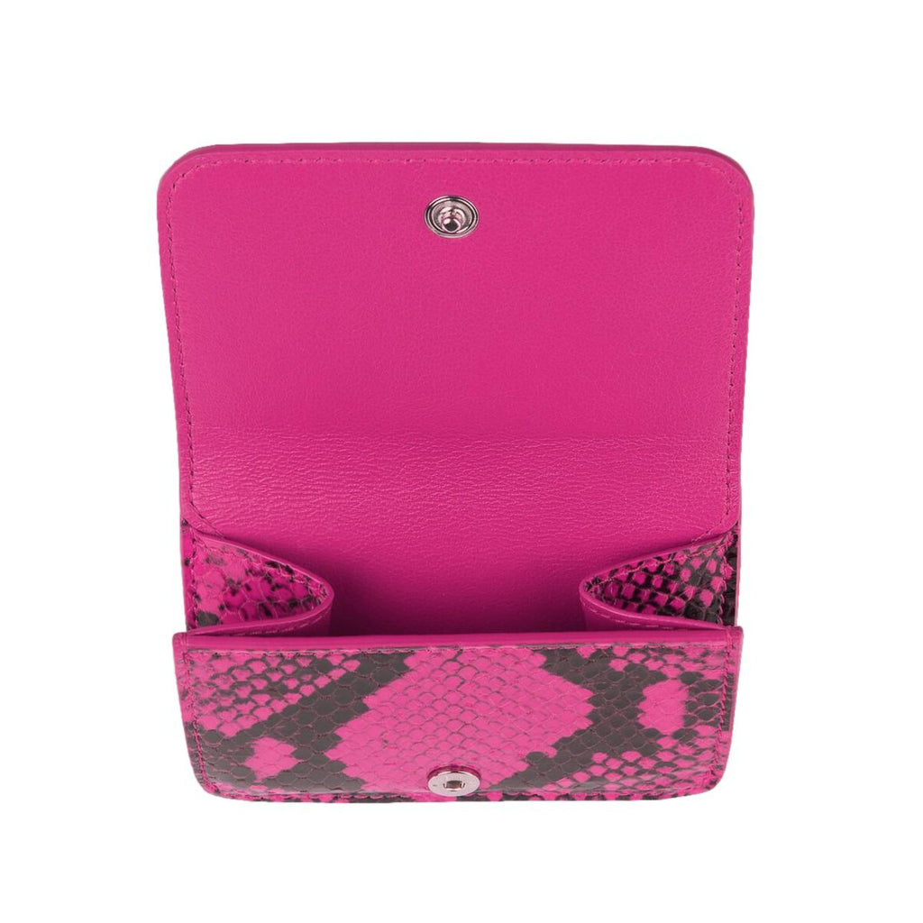 Balenciaga Fuschia Pink Python Printed Calf Leather Mini Wallet 594216 at_Queen_Bee_of_Beverly_Hills