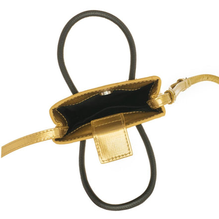 Balenciaga Gold Calfskin Leather Shopper Cross Body Bag available at Queen Bee of Beverly Hills