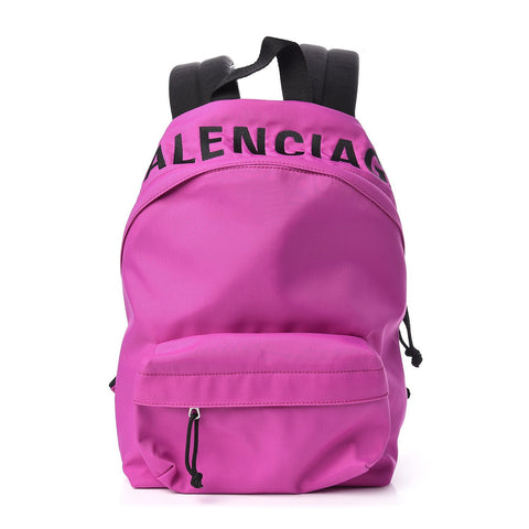 Balenciaga Logo Embroidered Sport Nylon Pink Backpack 565798 at_Queen_Bee_of_Beverly_Hills