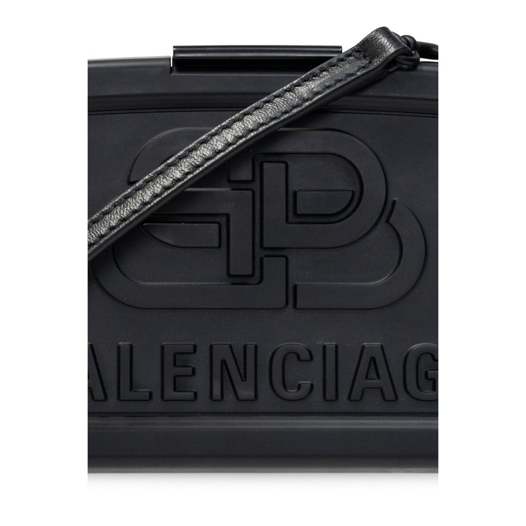 NEW Balenciaga Black Lunch Box Mini Case Embossed Logo Crossbody