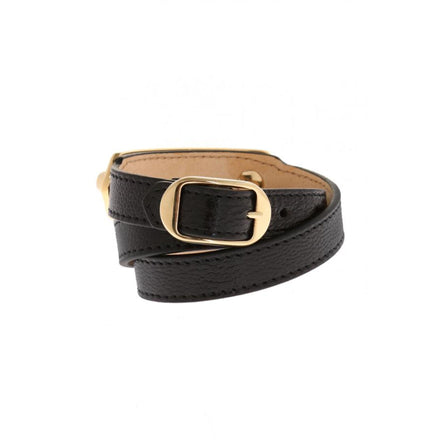 Balenciaga Navy Blue Shiny Leather Wrap Bracelet Medium available at Queen Bee of Beverly Hills