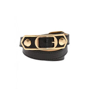 Balenciaga Navy Blue Shiny Leather Wrap Bracelet Medium available at Queen Bee of Beverly Hills