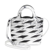 Balenciaga Neo Basket Metallic Silver Leather Small Satchel Bag available at Queen Bee of Beverly Hills