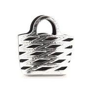 Balenciaga Neo Basket Metallic Silver Leather Small Satchel Bag available at Queen Bee of Beverly Hills