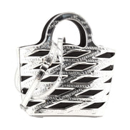 Balenciaga Neo Basket Metallic Silver Leather Small Satchel Bag available at Queen Bee of Beverly Hills