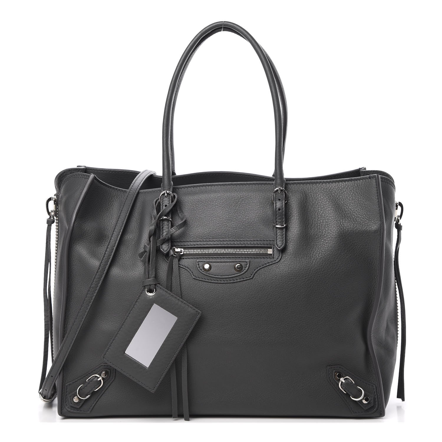 Balenciaga Papier Grey Leather Satchel Handbag 432596 available at Queen Bee of Beverly Hills