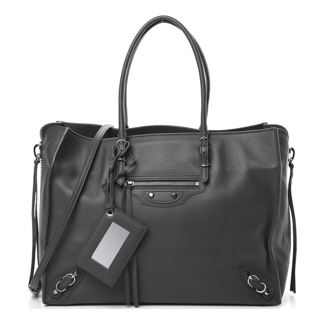 Balenciaga Papier Grey Leather Satchel Handbag 432596 available at Queen Bee of Beverly Hills