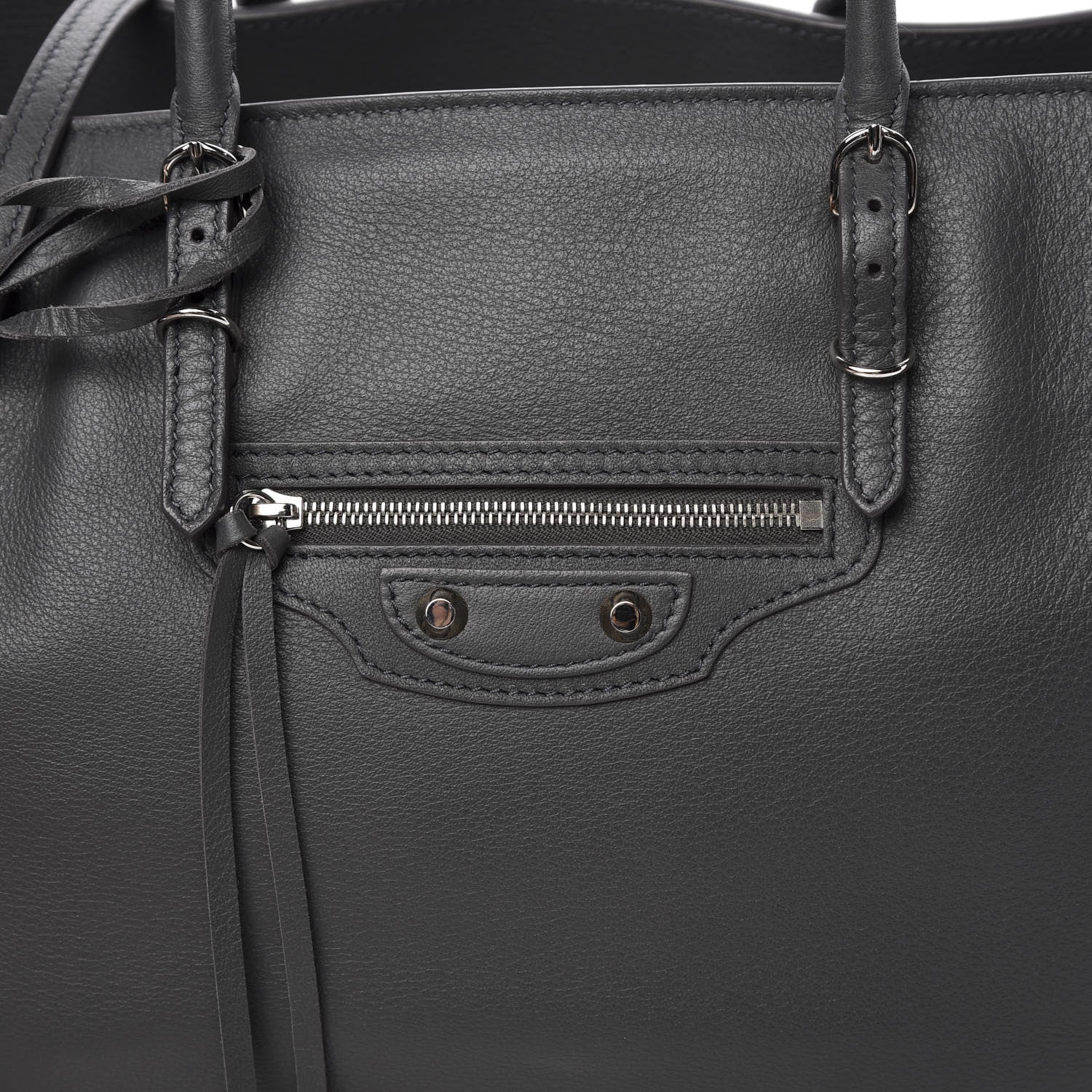 Balenciaga Papier Grey Leather Satchel Handbag 432596 available at Queen Bee of Beverly Hills