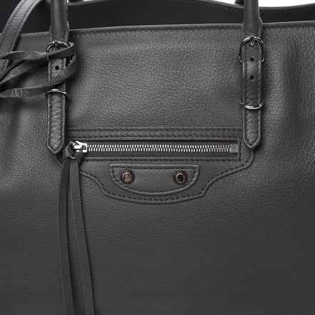 Balenciaga Papier Grey Leather Satchel Handbag 432596 available at Queen Bee of Beverly Hills