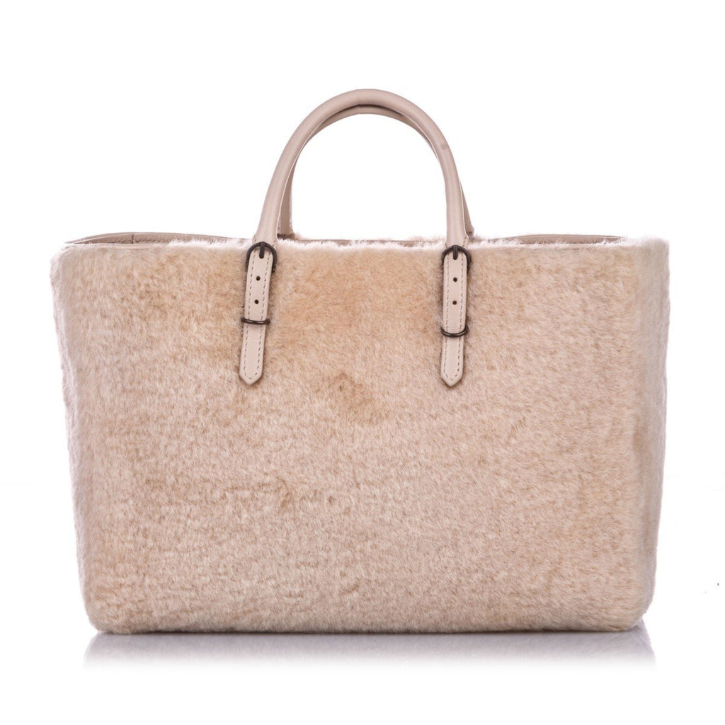 Balenciaga Papier Merino Lamb Wool Tapioca Satchel