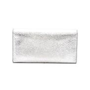 Balenciaga Papier Metallic Silver Arena Leather Envelope Wallet available at Queen Bee of Beverly Hills