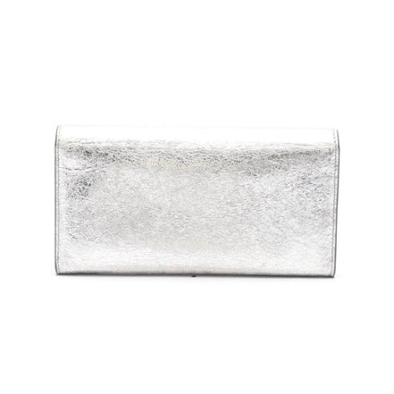 Balenciaga Papier Metallic Silver Arena Leather Envelope Wallet available at Queen Bee of Beverly Hills