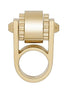 Balenciaga Ring Gold Tone Metal Hardware Gear Cylinder Large Size 6 available at Queen Bee of Beverly Hills