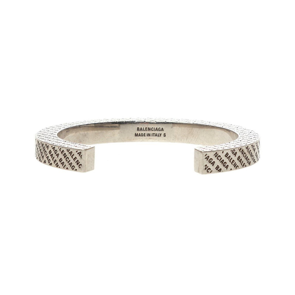 Balenciaga Gold Textured Spike Metal Studded Charm Cuff Bracelet