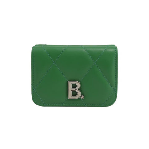 Balenciaga Touch Leaf Green Nappa Leather Quilted Mini Trifold Wallet 617781 at_Queen_Bee_of_Beverly_Hills