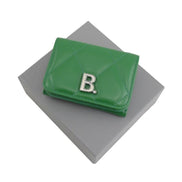 Balenciaga Touch Leaf Green Nappa Leather Quilted Mini Trifold Wallet available at Queen Bee of Beverly Hills