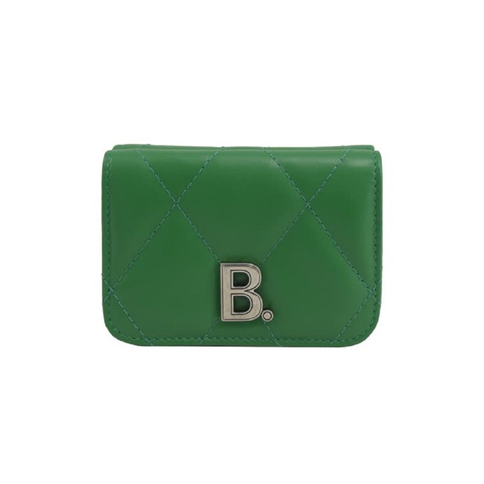 Balenciaga Touch Leaf Green Nappa Leather Quilted Mini Trifold Wallet available at Queen Bee of Beverly Hills