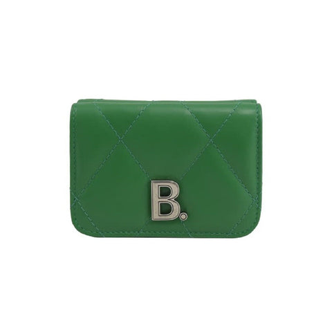 Balenciaga Touch Leaf Green Nappa Leather Quilted Mini Trifold Wallet available at Queen Bee of Beverly Hills