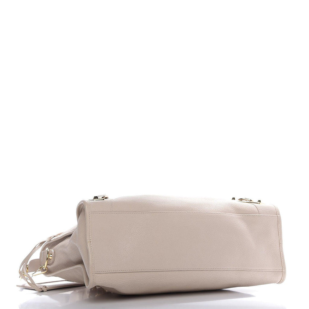 Balenicaga City Praline Beige Shiny Goat Leather Shoulder Bag 390154 at_Queen_Bee_of_Beverly_Hills