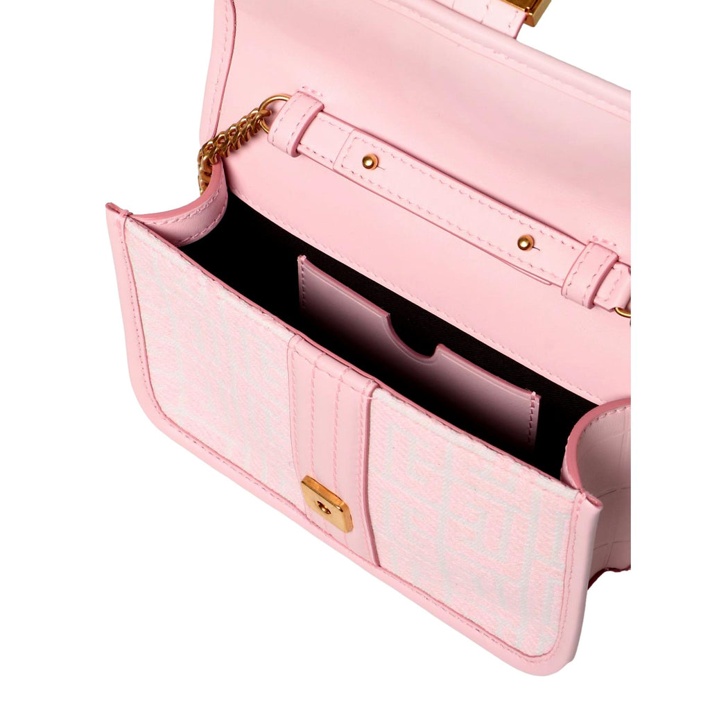 Balmain 1945 Monogram Jacquard Belt Bag Pink White at_Queen_Bee_of_Beverly_Hills