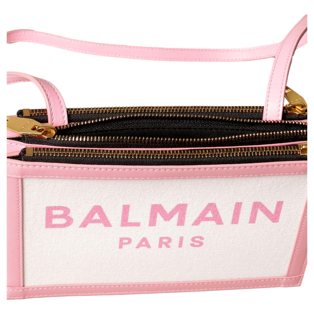 Balmain 3 Pouches Shoulder Bag Pink Leather White Canvas at_Queen_Bee_of_Beverly_Hills