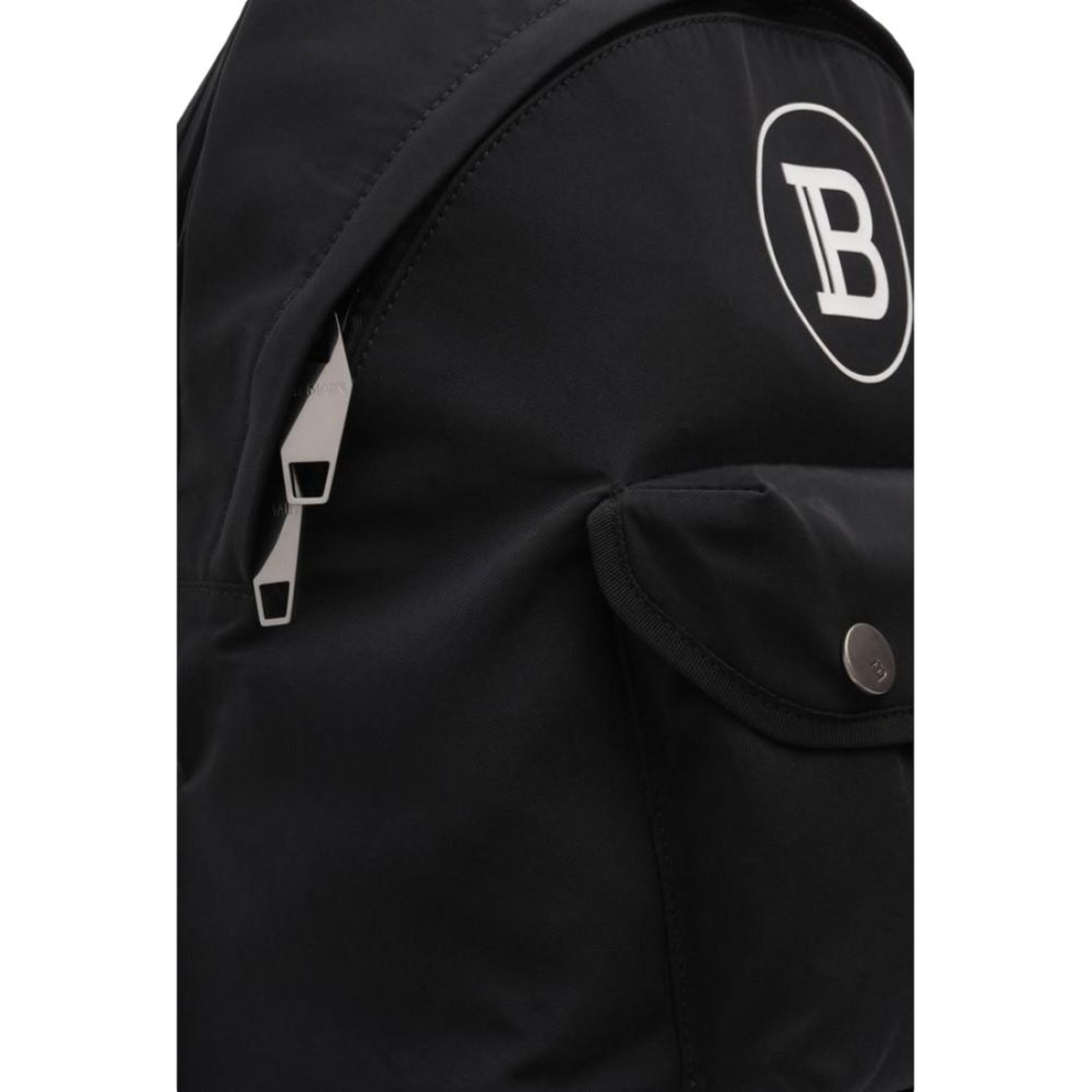 Balmain B-Back Black Nylon White Logo Backpack available at Queen Bee of Beverly Hills
