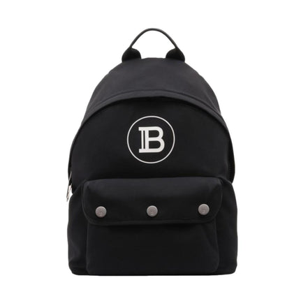 Balmain B-Back Black Nylon White Logo Backpack available at Queen Bee of Beverly Hills