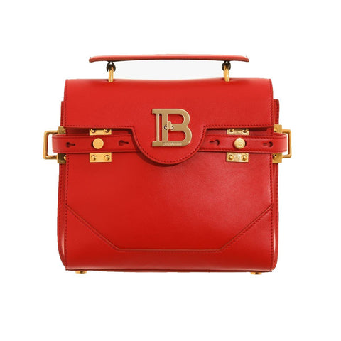 Balmain B-Buzz 23 Red Leather Top Handle Satchel Handbag UN1S526 at_Queen_Bee_of_Beverly_Hills