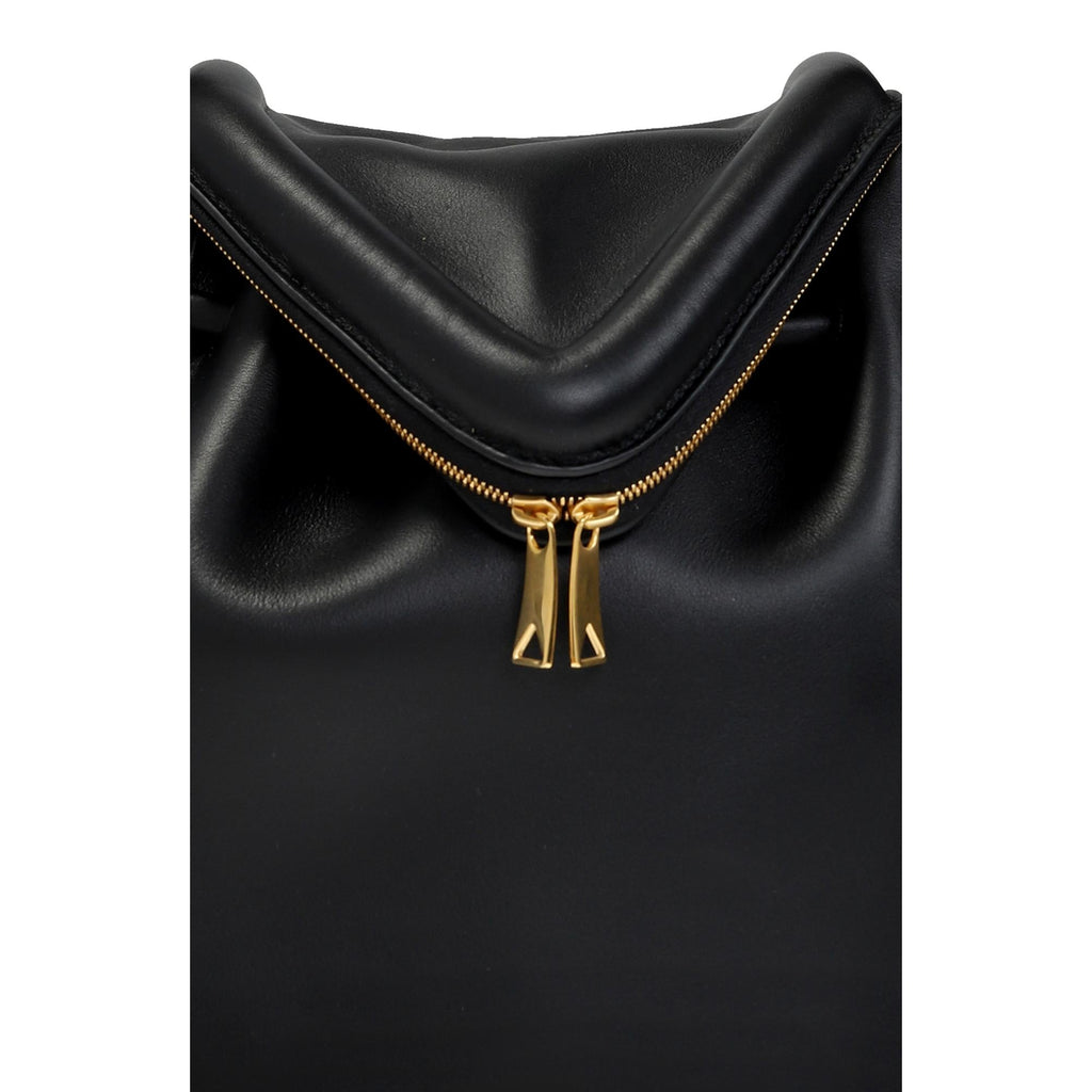 Bottega Veneta Beak Black Calfskin Shoulder Bag at_Queen_Bee_of_Beverly_Hills