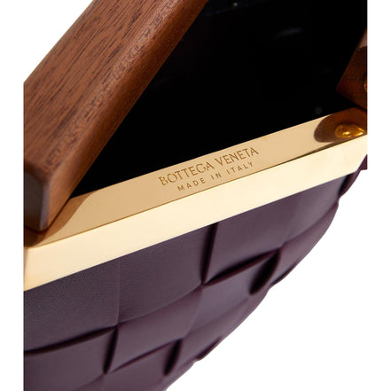 Bottega Veneta 'BV SNAP' Burgundy Mogano Grape Handbag available at Queen Bee of Beverly Hills