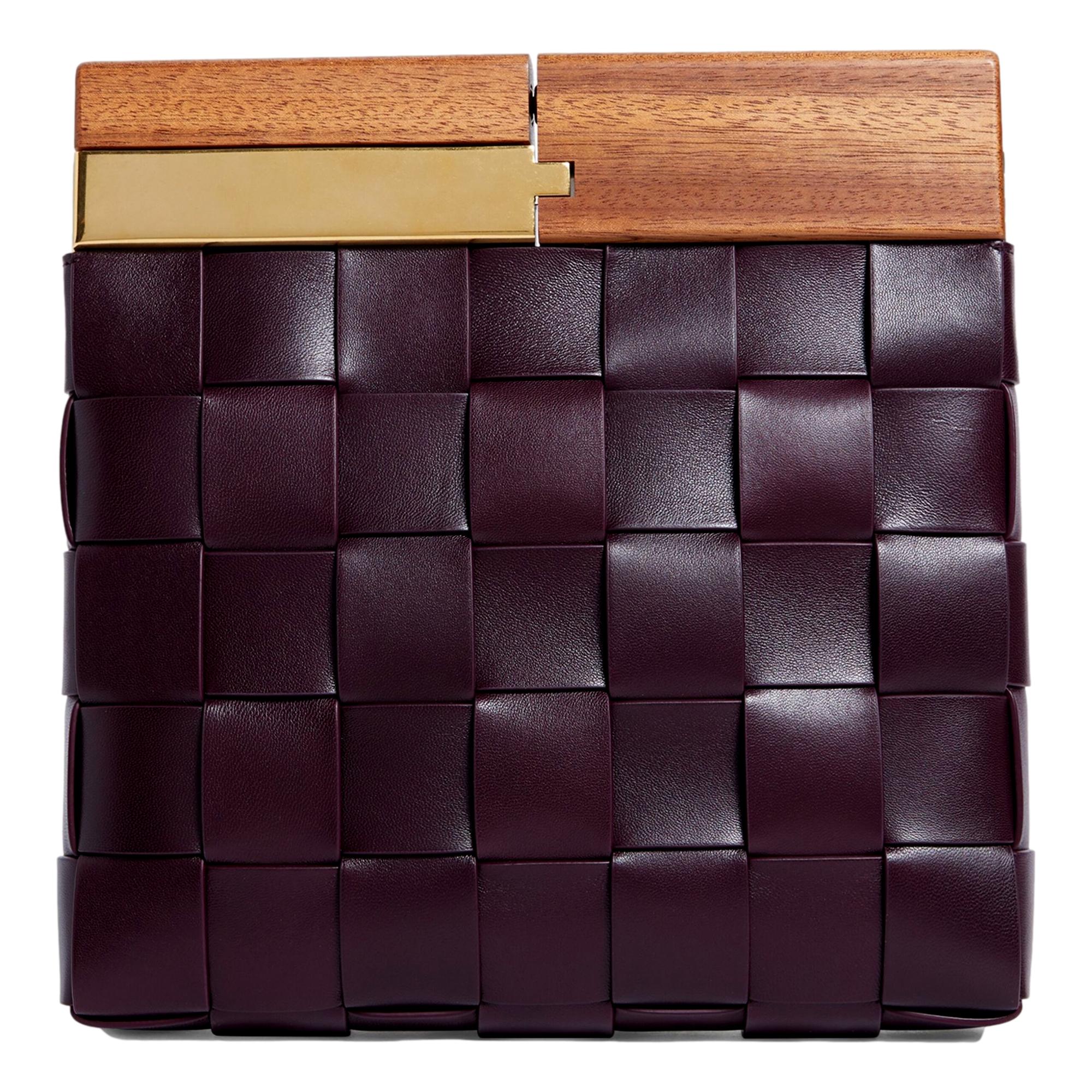 Bottega Veneta 'BV SNAP' Burgundy Mogano Grape Handbag available at Queen Bee of Beverly Hills
