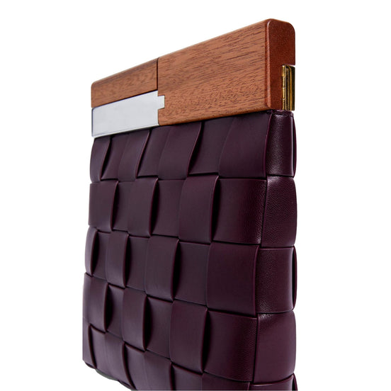 Bottega Veneta 'BV SNAP' Burgundy Mogano Grape Handbag available at Queen Bee of Beverly Hills