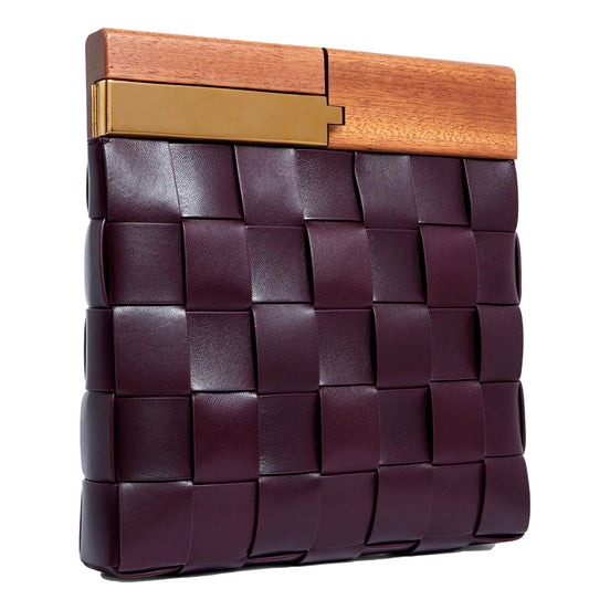 Bottega Veneta 'BV SNAP' Burgundy Mogano Grape Handbag available at Queen Bee of Beverly Hills