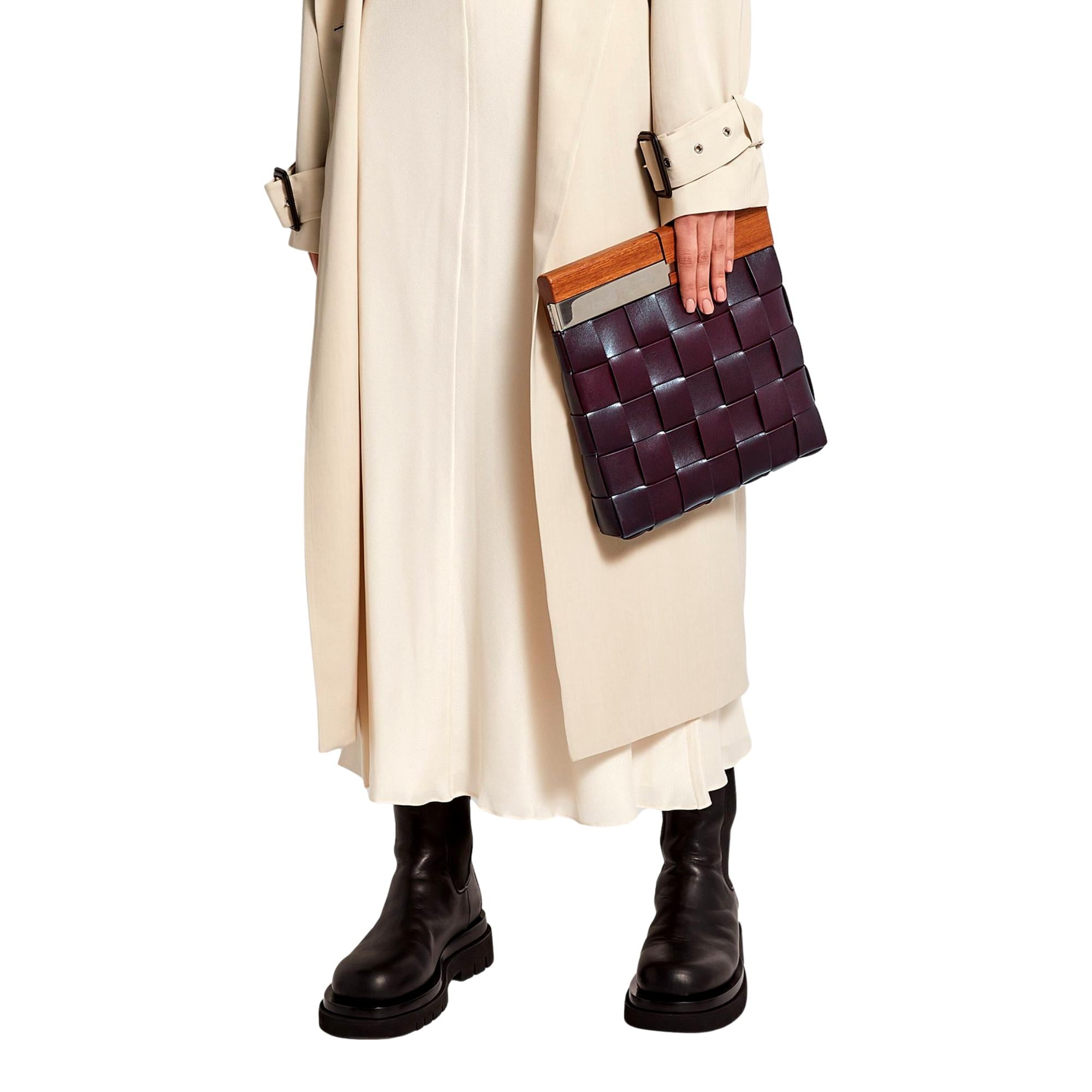 Bottega Veneta 'BV SNAP' Burgundy Mogano Grape Handbag available at Queen Bee of Beverly Hills