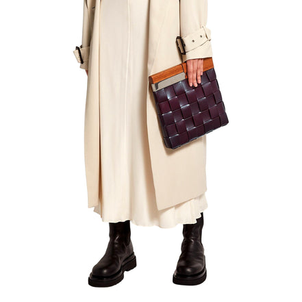 Bottega Veneta 'BV SNAP' Burgundy Mogano Grape Handbag available at Queen Bee of Beverly Hills