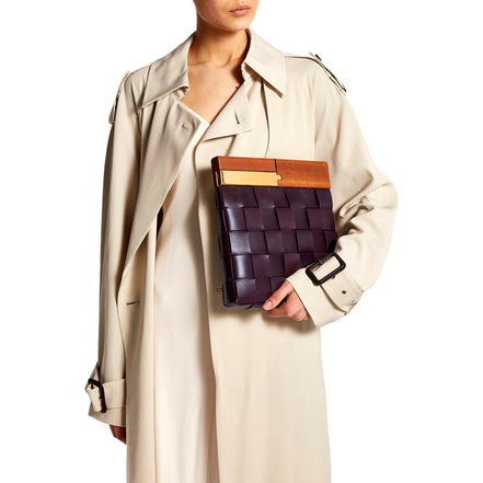 Bottega Veneta 'BV SNAP' Burgundy Mogano Grape Handbag available at Queen Bee of Beverly Hills