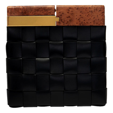 `Bottega Veneta 'BV SNAP'  Mogano Black Clutch 618131 at_Queen_Bee_of_Beverly_Hills