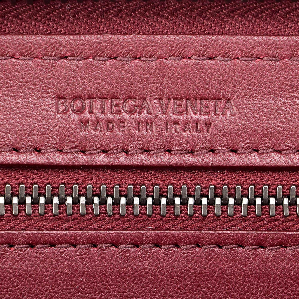 Bottega Veneta Intrecciato Zipper French Calf Leather Wallet Bordeaux at_Queen_Bee_of_Beverly_Hills
