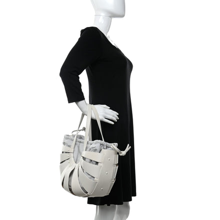 Bottega Veneta The Shell Bag Frost White French Calfskin available at Queen Bee of Beverly Hills