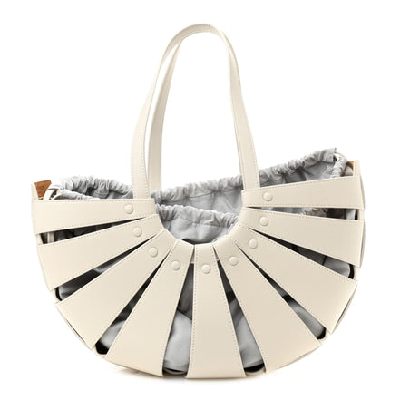 Bottega Veneta The Shell Bag Frost White French Calfskin available at Queen Bee of Beverly Hills