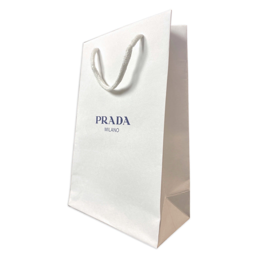 Prada Logo White Paper Designer Shopping Gift Bag Small Set of 2 at_Queen_Bee_of_Beverly_Hills