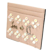 Christian Louboutin Kios Loubisky Spike Pink Leather Card Holder available at Queen Bee of Beverly Hills