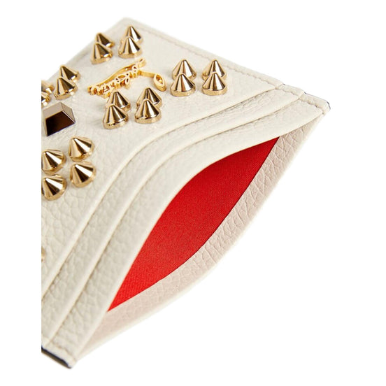 Christian Louboutin Kios Loubisky Spike Snow Leather Card Holder available at Queen Bee of Beverly Hills