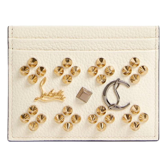 Christian Louboutin Kios Loubisky Spike Snow Leather Card Holder available at Queen Bee of Beverly Hills