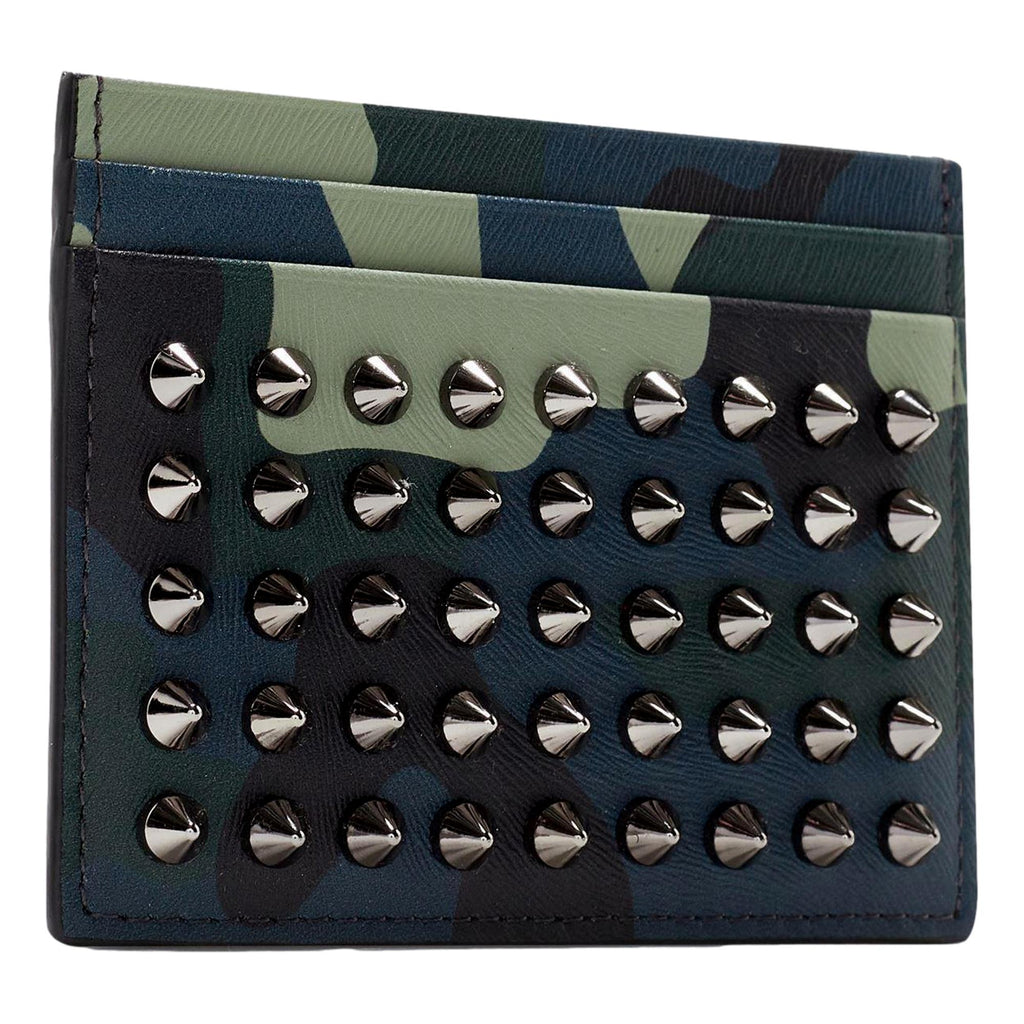 Christian Louboutin Men KIOS Spiked Studded Leather Card Holder Case Wallet at_Queen_Bee_of_Beverly_Hills