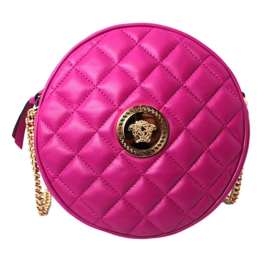 Copy of Versace La Medusa Round Quilted Leather Black Shoulder Bag 1002866 at_Queen_Bee_of_Beverly_Hills