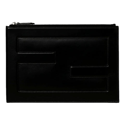 Fendi Baguette Black Calf Leather Embossed Clutch 7N0115 at_Queen_Bee_of_Beverly_Hills