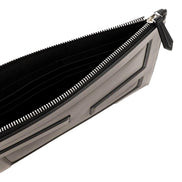 Fendi Baguette Black Calf Leather Embossed Clutch available at Queen Bee of Beverly Hills