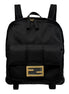 Fendi Baguette Black Nylon Gold Logo Small Travel Backpack Bag available at Queen Bee of Beverly Hills